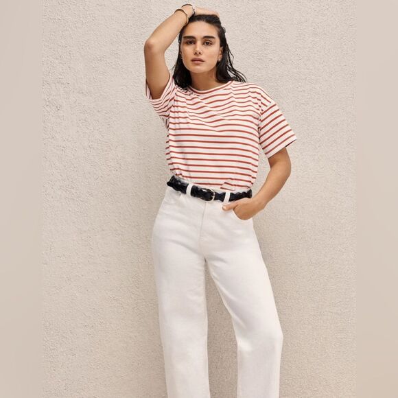 Madewell NWT The Perfect Vintage Wide Leg Crop Jeans Size 14W in Tile White - Picture 7 of 10